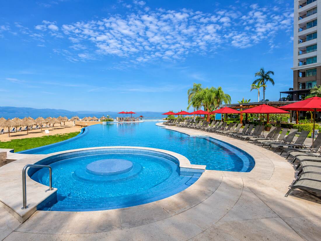 Grand Venetian infinity pool overlooking Banderas Bay
