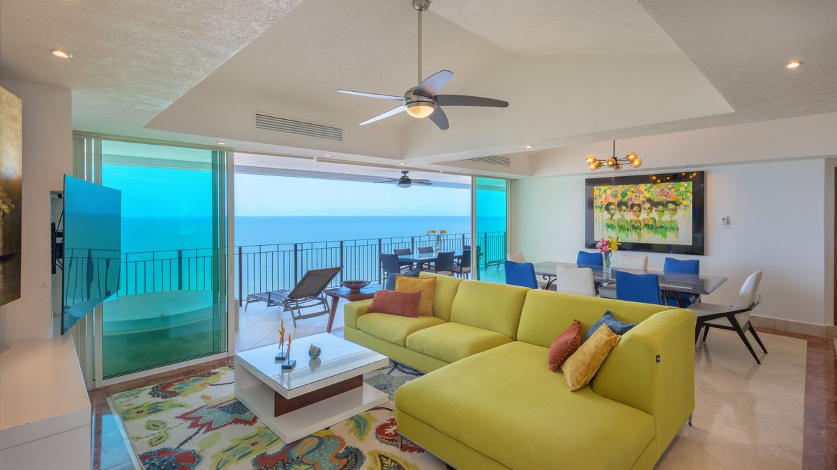 Great room with ocean-view terrace beyond, Penthouse 2
